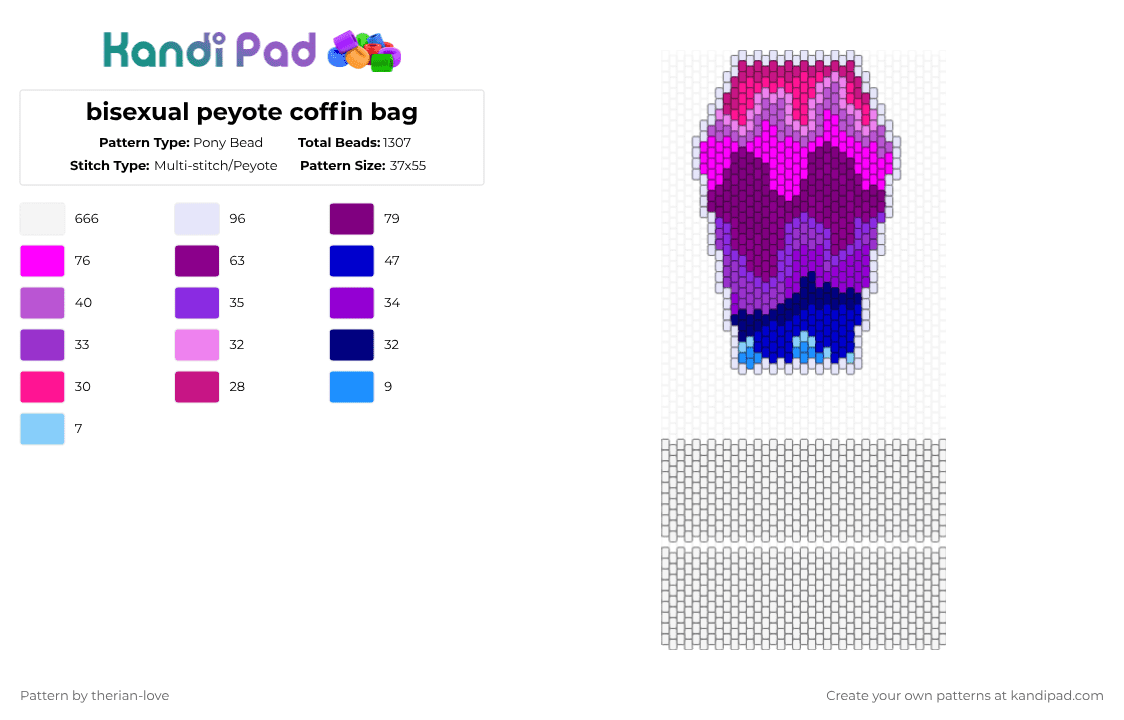 bisexual peyote coffin bag - Pony Bead Pattern by essa_nova_xp on Kandi Pad - white,purple,pink