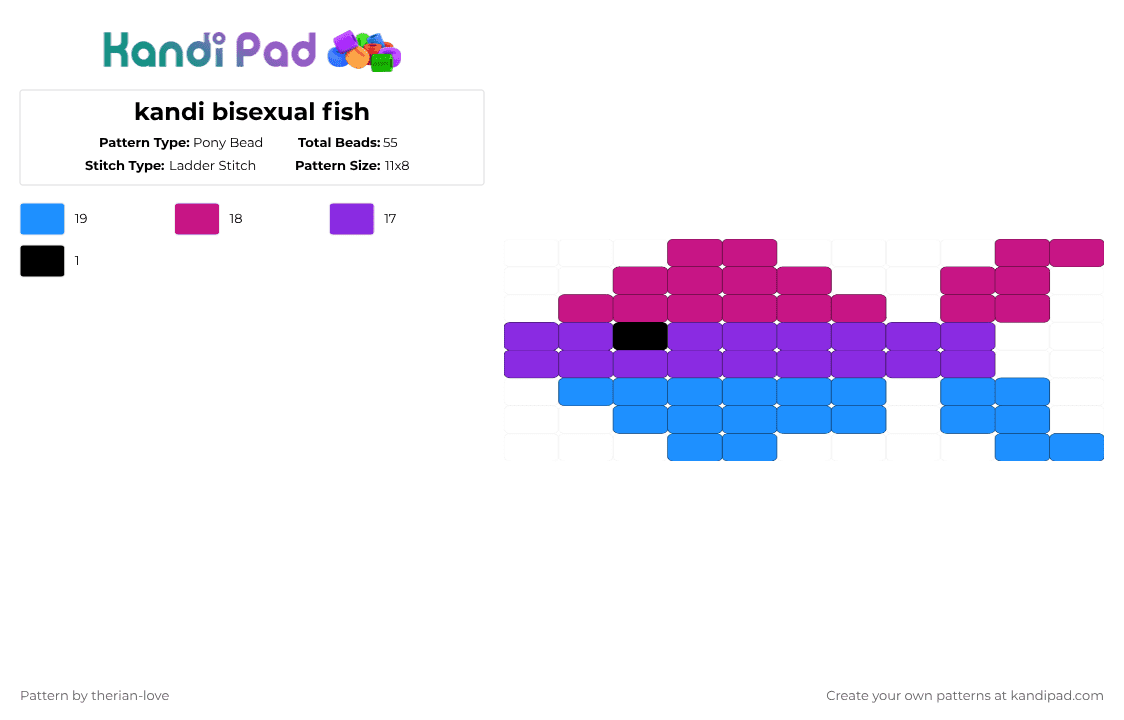 kandi bisexual fish - Pony Bead Pattern by essa_nova_xp on Kandi Pad - pink,light blue