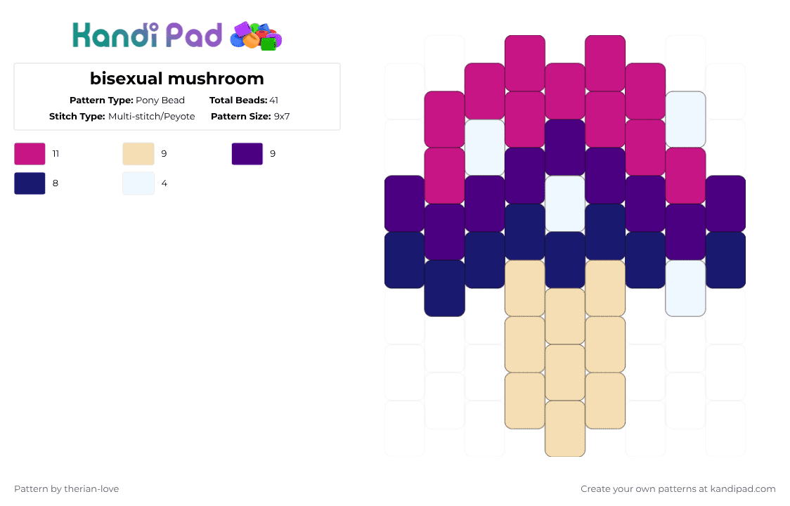 bisexual mushroom - Pony Bead Pattern by essa_nova_xp on Kandi Pad - purple