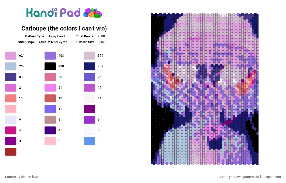 Carloupe (the colors I can\'t vro) - Pony Bead Pattern by essa_nova_xp on Kandi Pad - 
