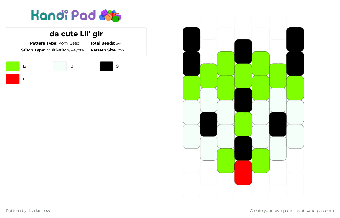 da cute Lil\' gir - Pony Bead Pattern by essa_nova_xp on Kandi Pad - green