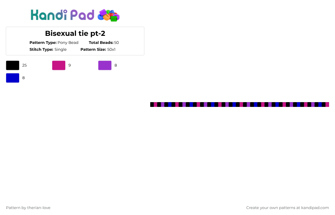 Bisexual tie pt-2 - Pony Bead Pattern by essa_nova_xp on Kandi Pad - pink,purple