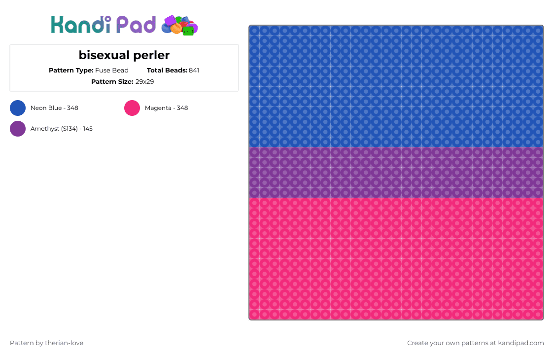 bisexual perler - Fuse Bead Pattern by essa_nova_xp on Kandi Pad - blue,pink