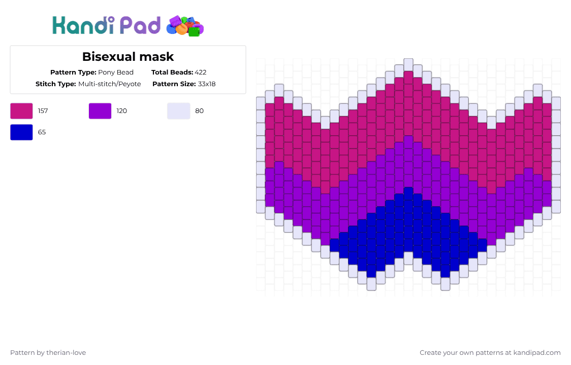 Bisexual mask - Pony Bead Pattern by essa_nova_xp on Kandi Pad - pink,purple