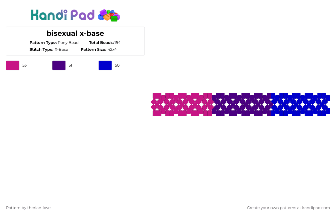 bisexual x-base - Pony Bead Pattern by essa_nova_xp on Kandi Pad - pink,purple