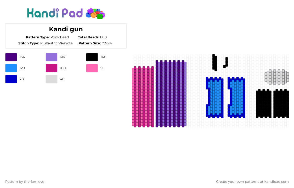 Kandi gun - Pony Bead Pattern by essa_nova_xp on Kandi Pad - purple