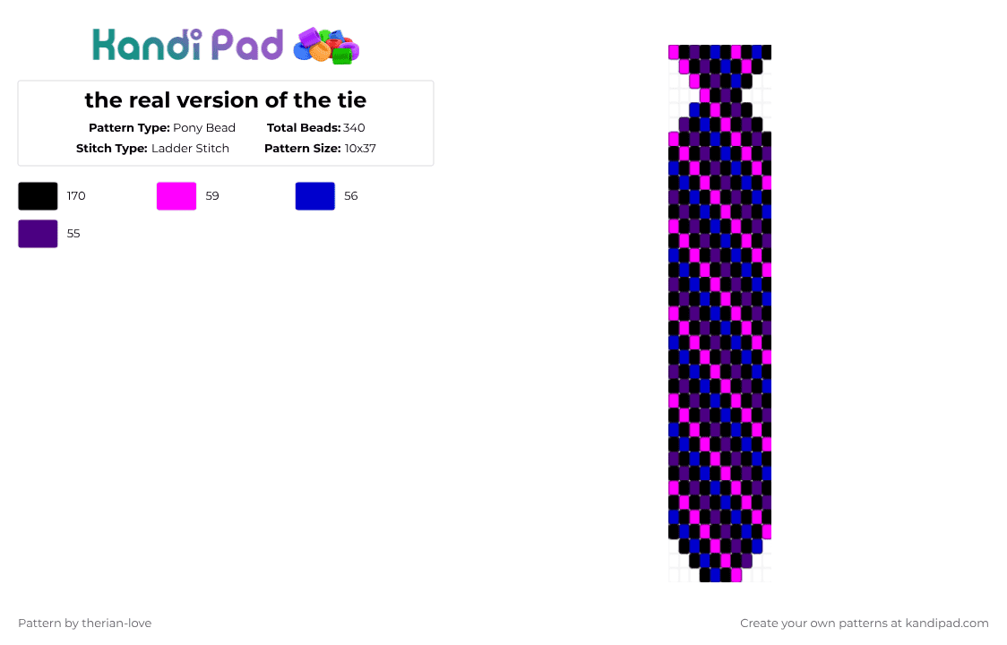 the real version of the tie - Pony Bead Pattern by essa_nova_xp on Kandi Pad - pink,purple