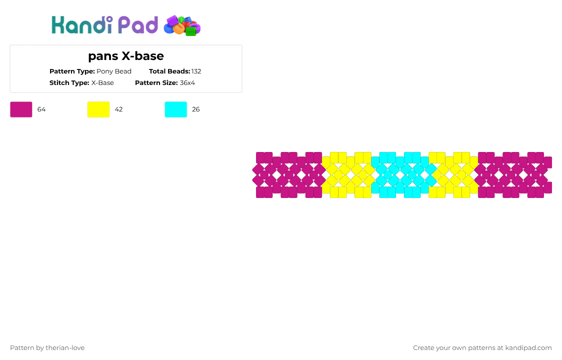 pans X-base - Pony Bead Pattern by essa_nova_xp on Kandi Pad - pink