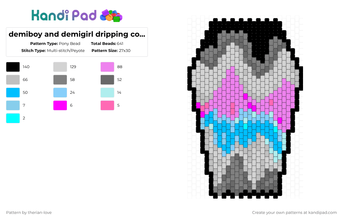 demiboy and demigirl dripping coffin bag! - Pony Bead Pattern by essa_nova_xp on Kandi Pad - gray,pink,light blue