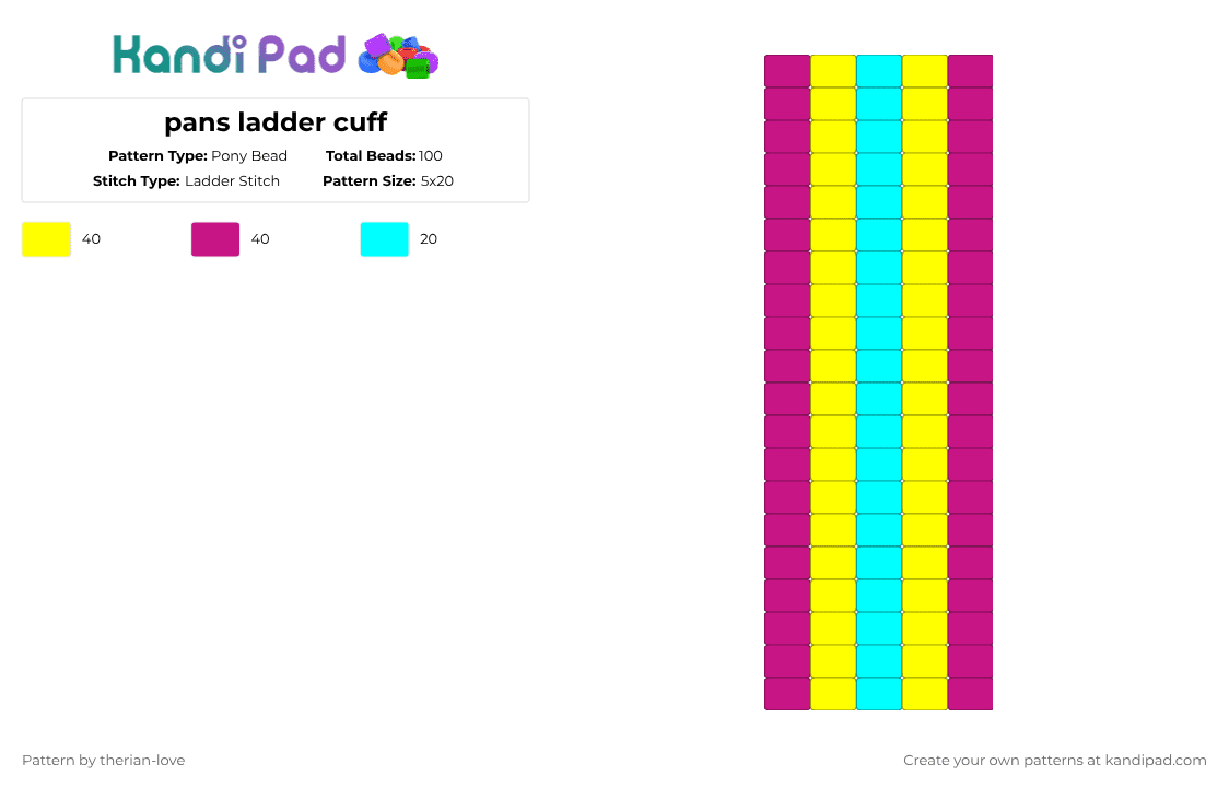 pans ladder cuff - Pony Bead Pattern by essa_nova_xp on Kandi Pad - yellow,pink