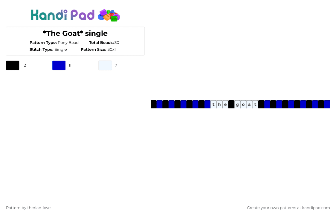 *The Goat* single - Pony Bead Pattern by essa_nova_xp on Kandi Pad - white,purple