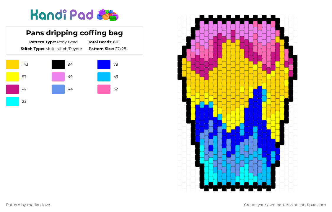 Pans dripping coffing bag - Pony Bead Pattern by essa_nova_xp on Kandi Pad - pink,yellow