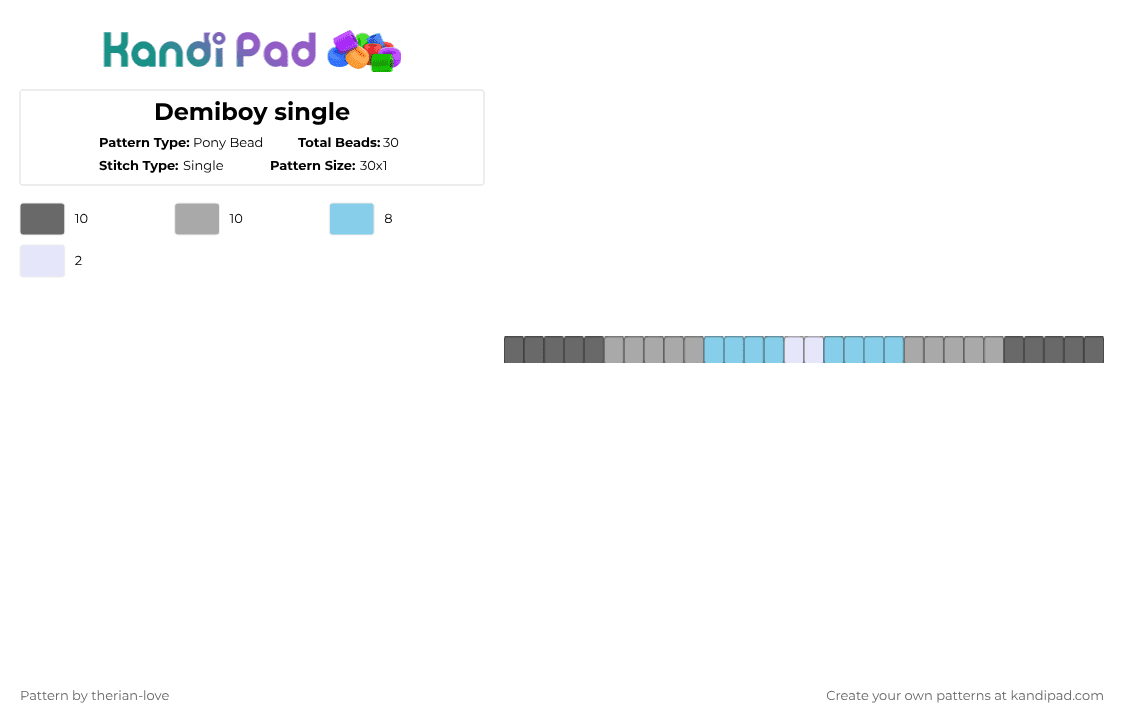 Demiboy single - Pony Bead Pattern by essa_nova_xp on Kandi Pad - gray,beige