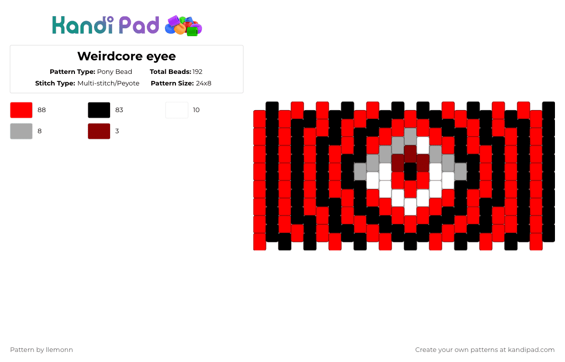 Weirdcore eyee - Pony Bead Pattern by llemonn on Kandi Pad - red,weirdcore,emo,edgy,scene,weird,dream,dreamcore,eyes