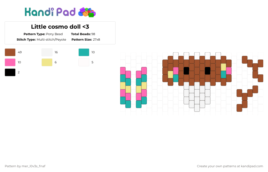Little cosmo doll - Pony Bead Pattern by mer_l0v3s_fnaf on Kandi Pad - red