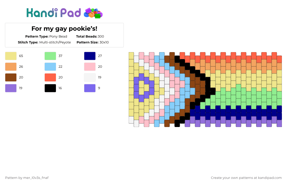For my gay pookie’s! - Pony Bead Pattern by mer_l0v3s_fnaf on Kandi Pad - yellow,red,teal,purple