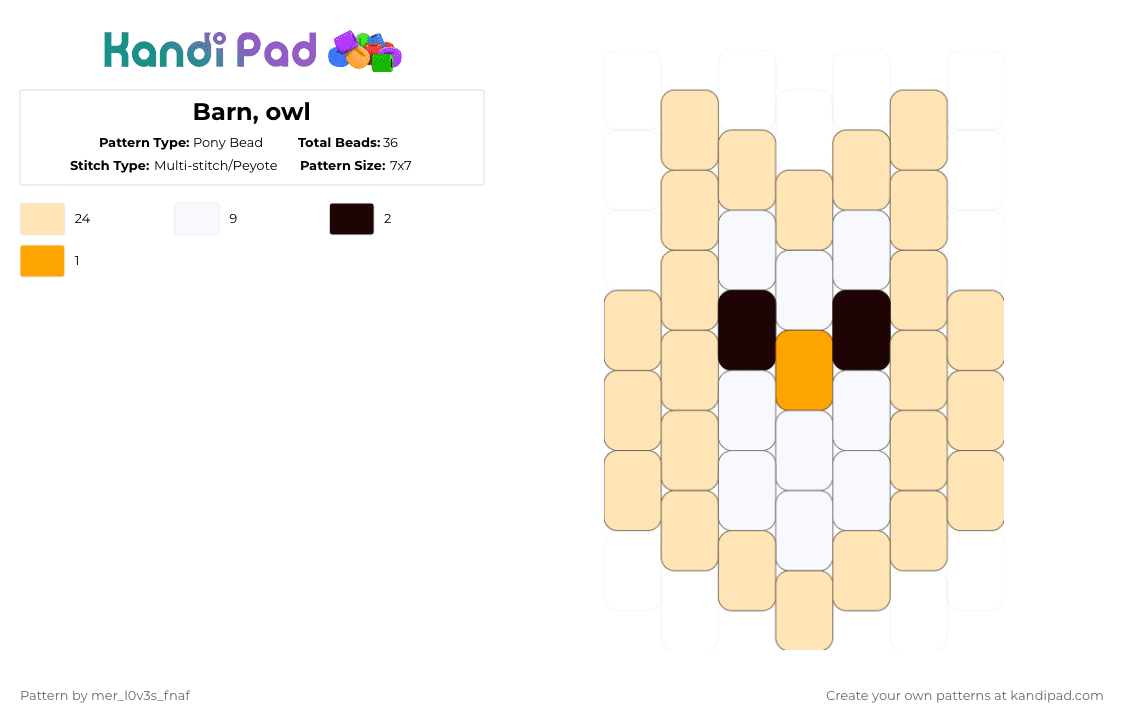 Barn, owl - Pony Bead Pattern by mer_l0v3s_fnaf on Kandi Pad - beige