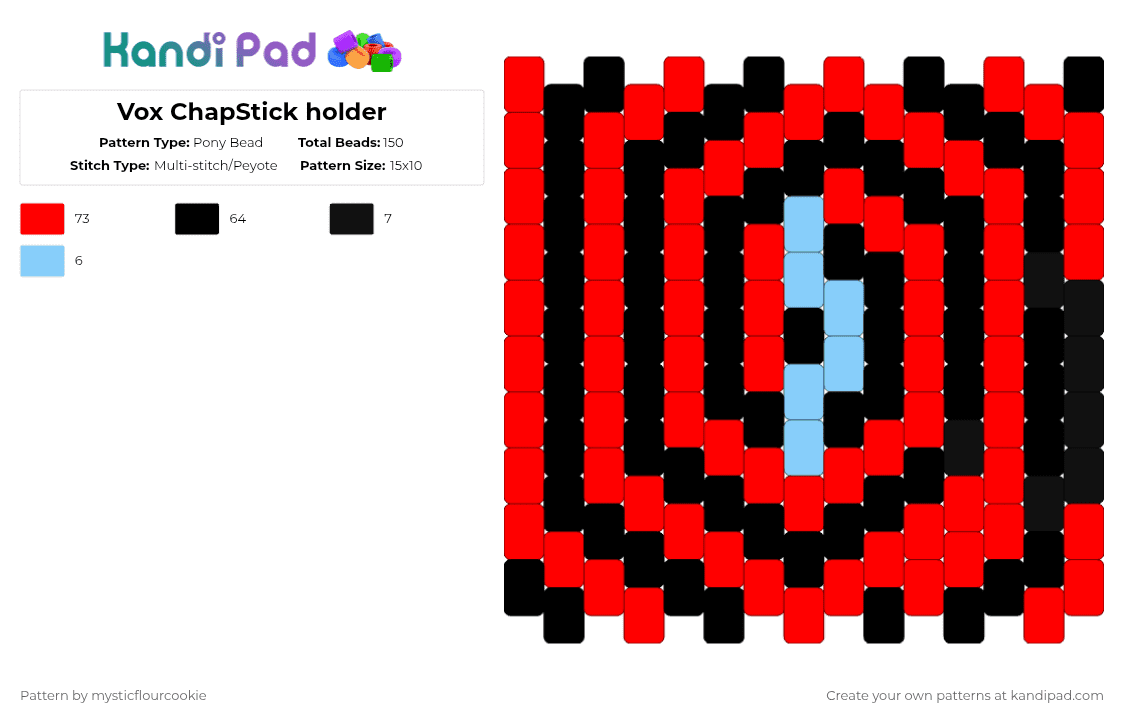 Vox ChapStick holder - Pony Bead Pattern by mysticflourcookie on Kandi Pad - red,hazbin hotel,vox,hh,chapstick