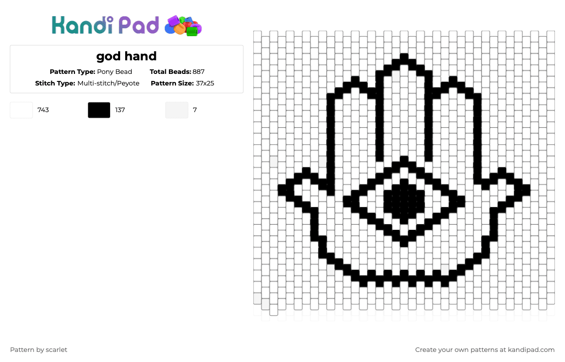 god hand - Pony Bead Pattern by scarlet on Kandi Pad - white