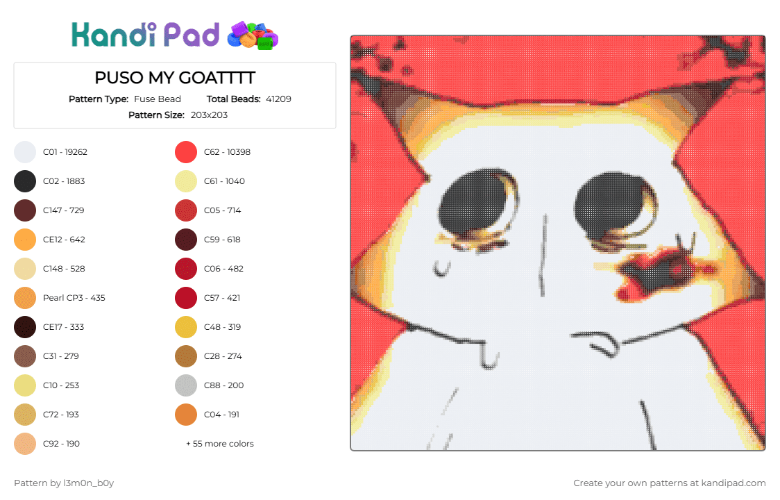 PUSO MY GOATTTT - Fuse Bead Pattern by l3m0n_b0y on Kandi Pad - 