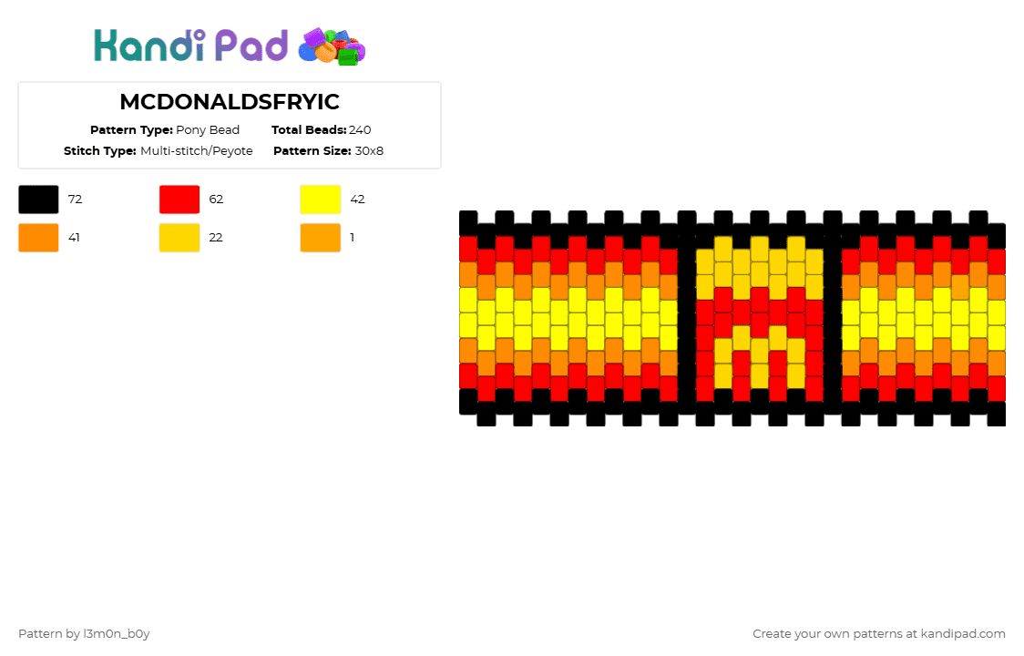 MCDONALDSFRYIC - Pony Bead Pattern by l3m0n_b0y on Kandi Pad - red,yellow