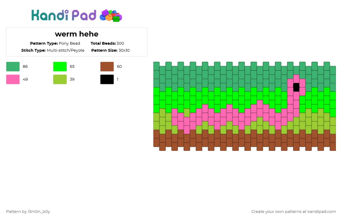 werm hehe - Pony Bead Pattern by l3m0n_b0y on Kandi Pad - green