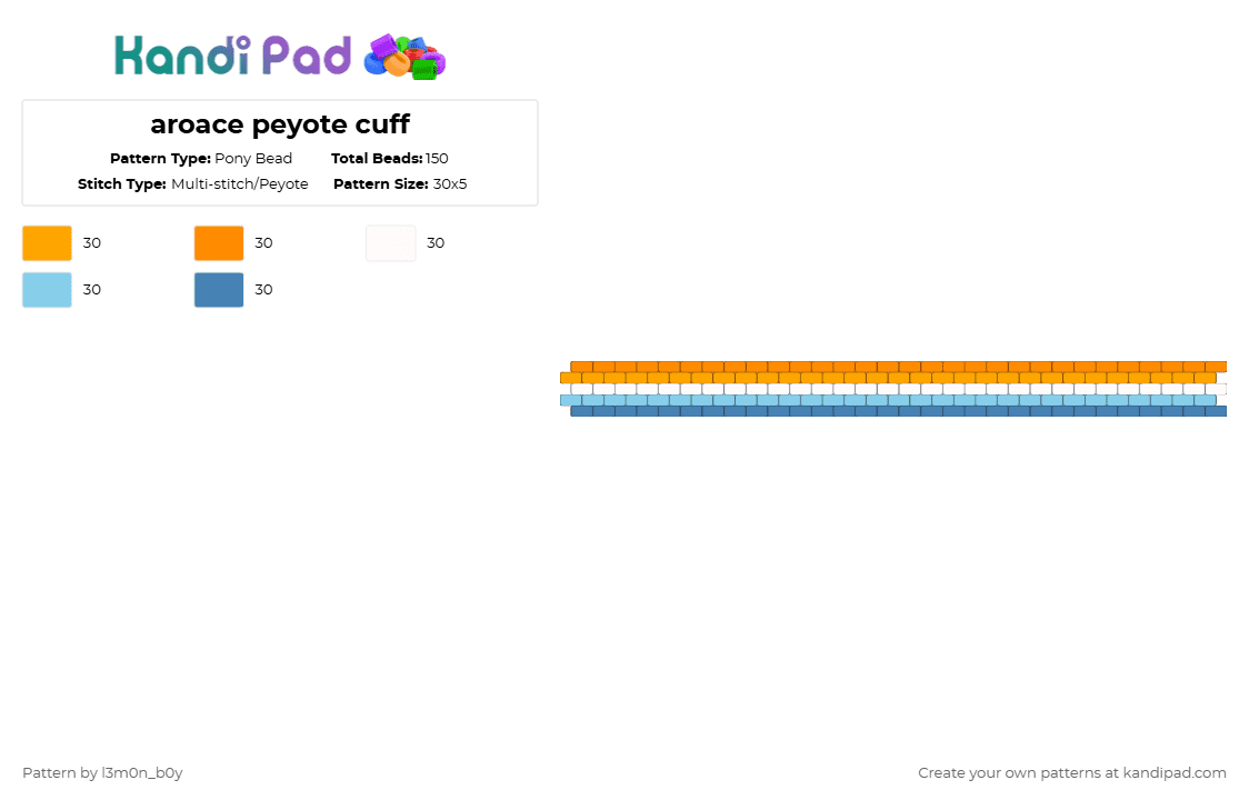 aroace peyote cuff - Pony Bead Pattern by l3m0n_b0y on Kandi Pad - orange