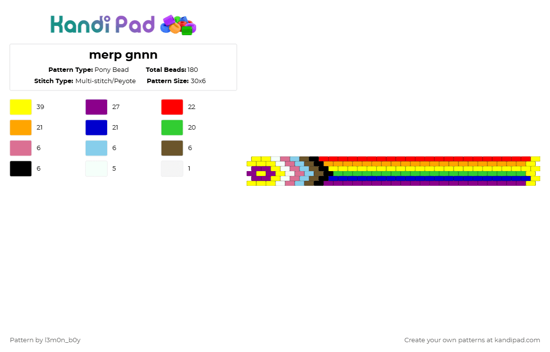 merp gnnn - Pony Bead Pattern by l3m0n_b0y on Kandi Pad - pink,yellow,orange,purple,colorful