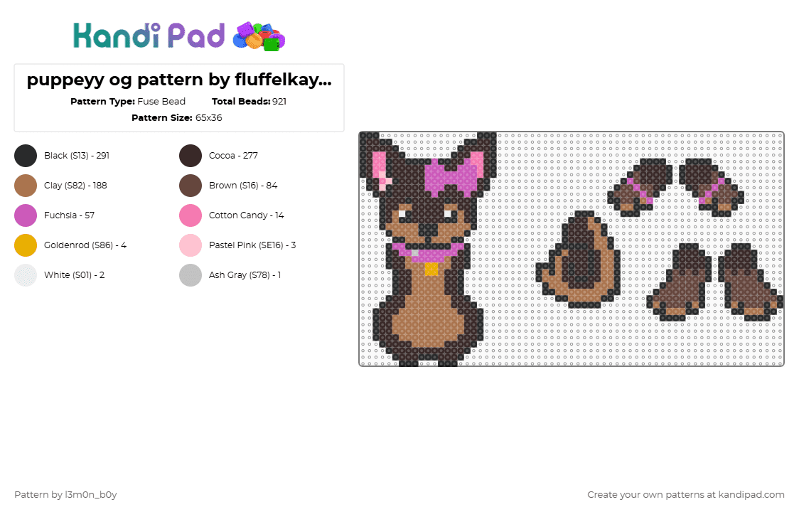 puppeyy og pattern by fluffelkay (i hope das how u spell it) - Fuse Bead Pattern by l3m0n_b0y on Kandi Pad - brown,tan