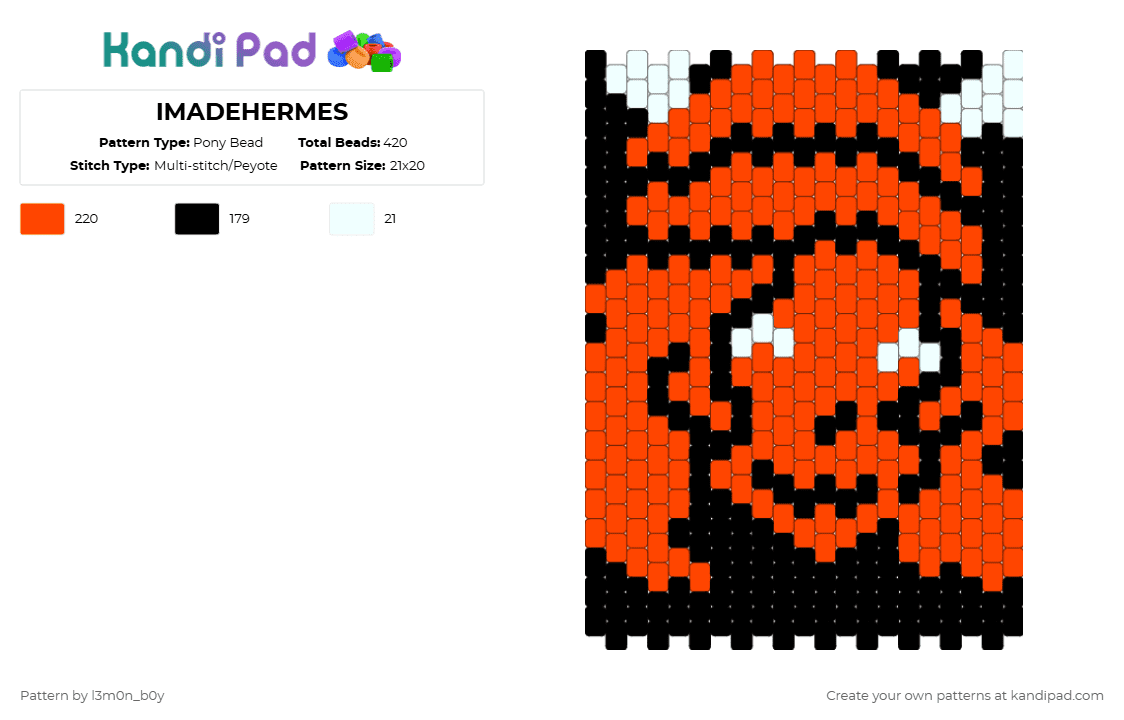IMADEHERMES - Pony Bead Pattern by l3m0n_b0y on Kandi Pad - red