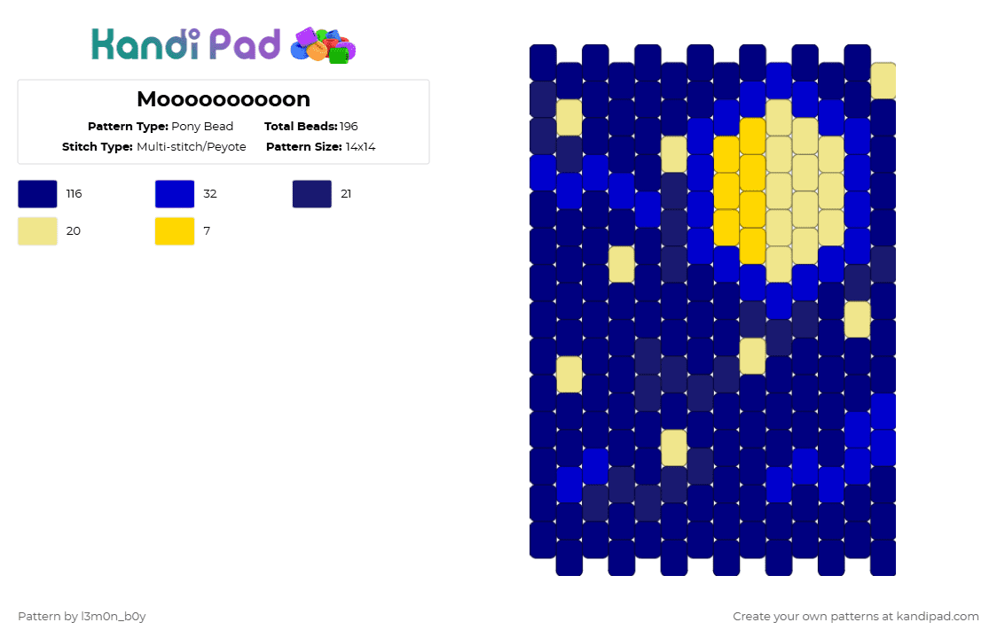 Moooooooooon - Pony Bead Pattern by l3m0n_b0y on Kandi Pad - purple