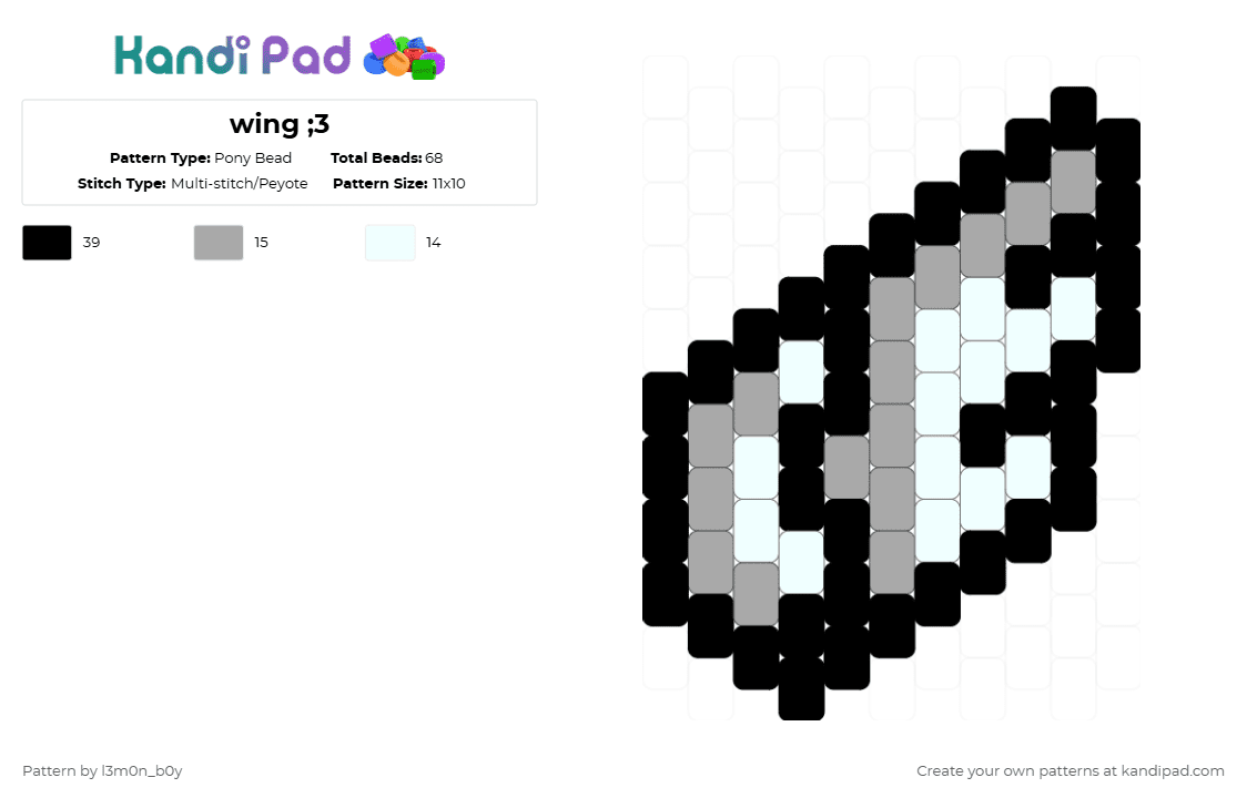 wing ;3 - Pony Bead Pattern by l3m0n_b0y on Kandi Pad - beige,white