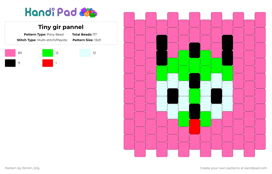 Tiny gir pannel - Pony Bead Pattern by l3m0n_b0y on Kandi Pad - pink