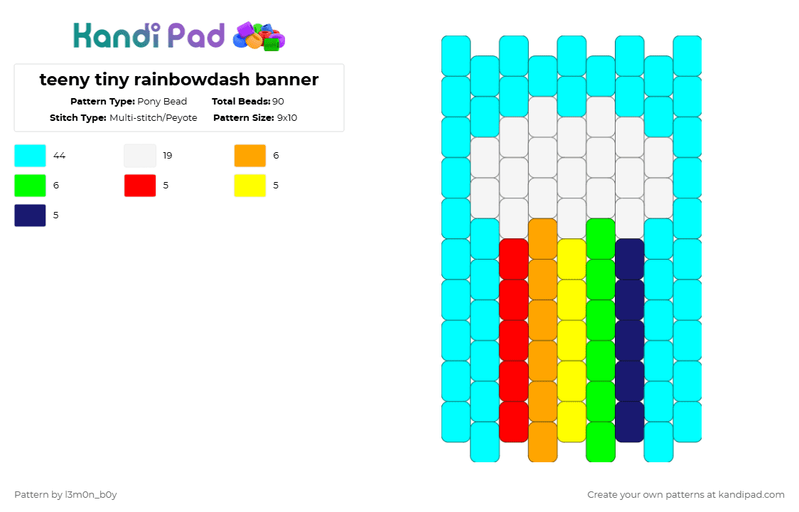 teeny tiny rainbowdash banner - Pony Bead Pattern by l3m0n_b0y on Kandi Pad - light blue
