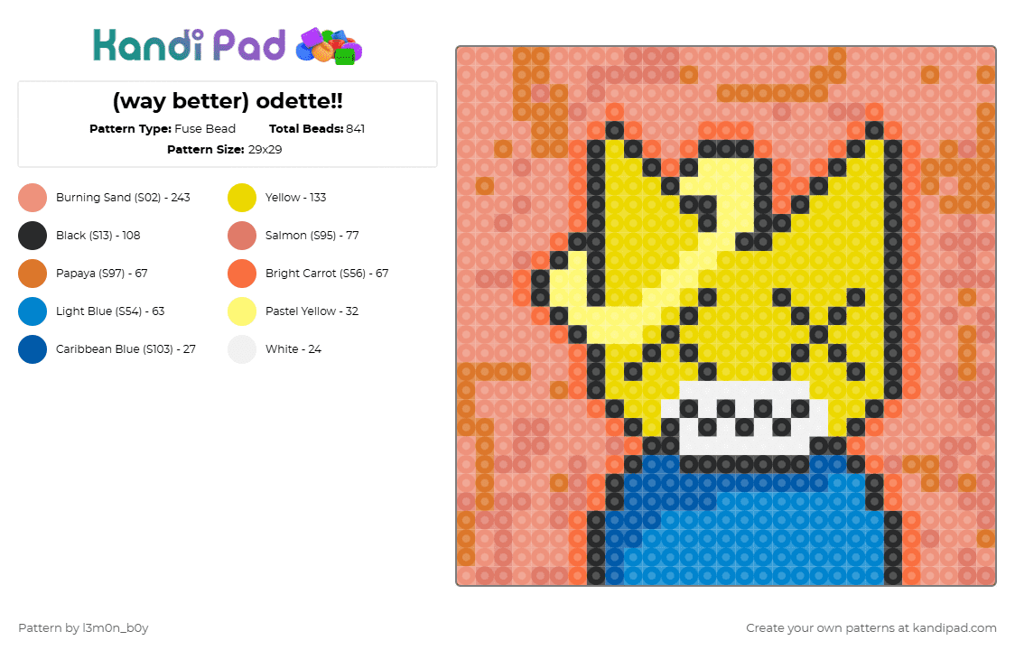 (way better) odette!! - Fuse Bead Pattern by l3m0n_b0y on Kandi Pad - orange