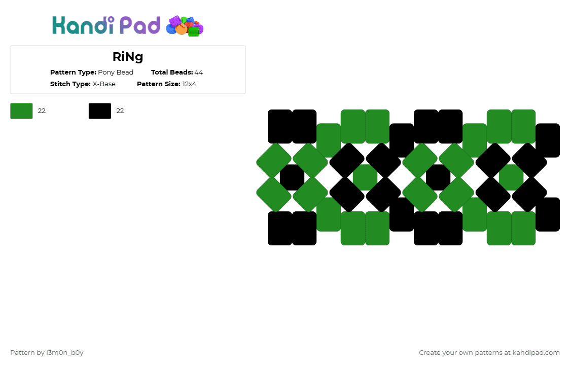 RiNg - Pony Bead Pattern by l3m0n_b0y on Kandi Pad - green,black