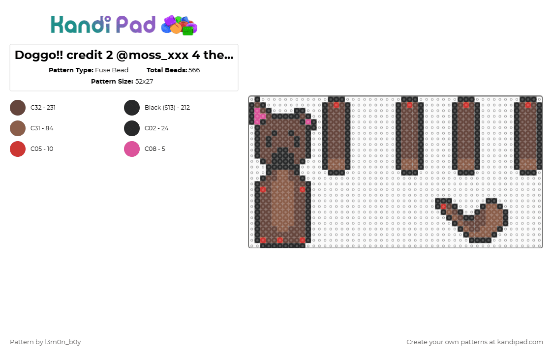 Doggo!! credit 2 @moss_xxx 4 the basee!!! - Fuse Bead Pattern by l3m0n_b0y on Kandi Pad - brown,tan