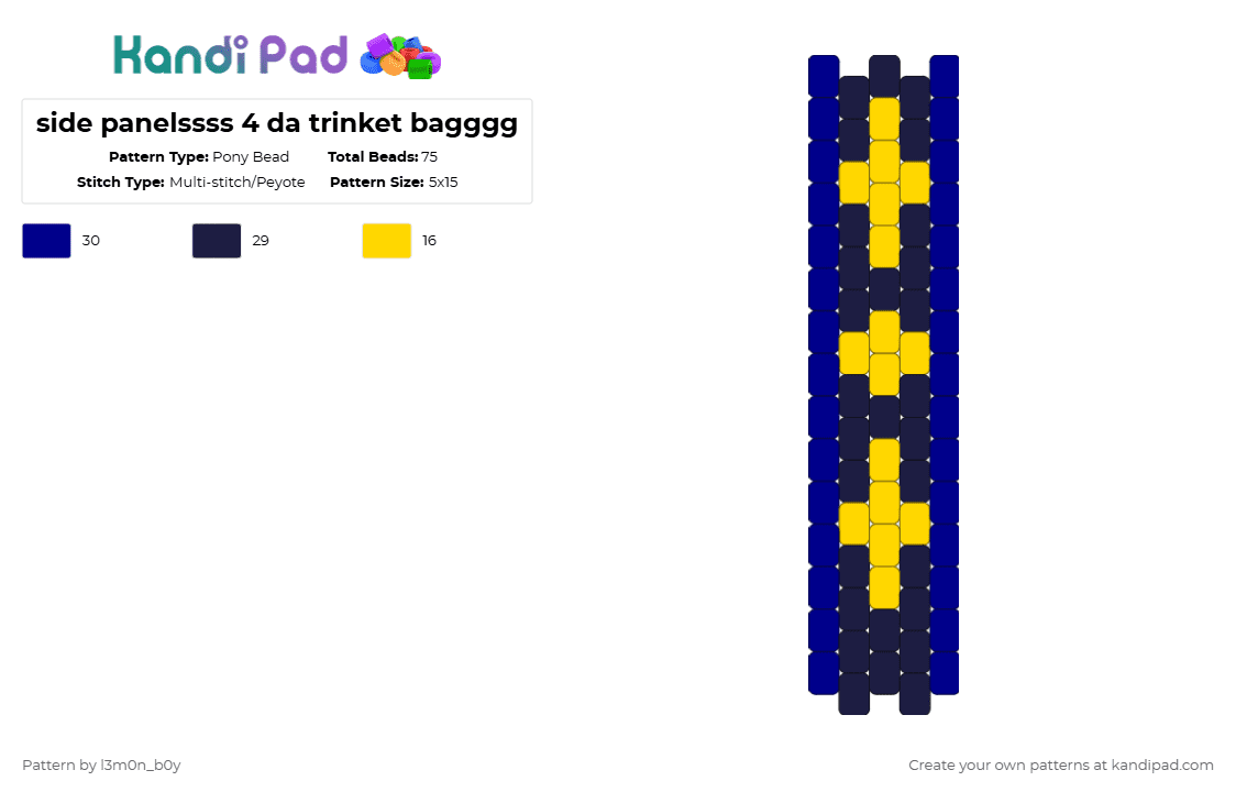 Side Pade Pattern Side panelssss 4 da trinket bagggg Pony Bead Pattern - Kandi Pad ...