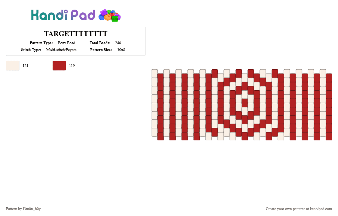TARGETTTTTTTT - Pony Bead Pattern by l3m0n_b0y on Kandi Pad - red,white