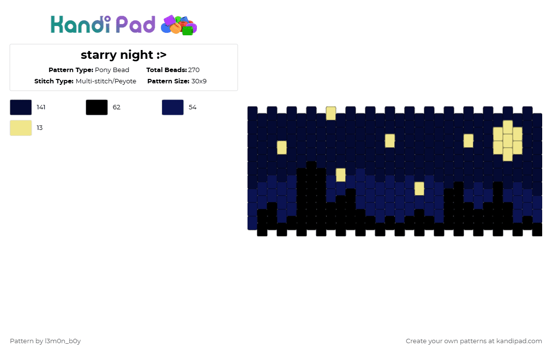 starry night :> - Pony Bead Pattern by l3m0n_b0y on Kandi Pad - black,purple,cotdstars
