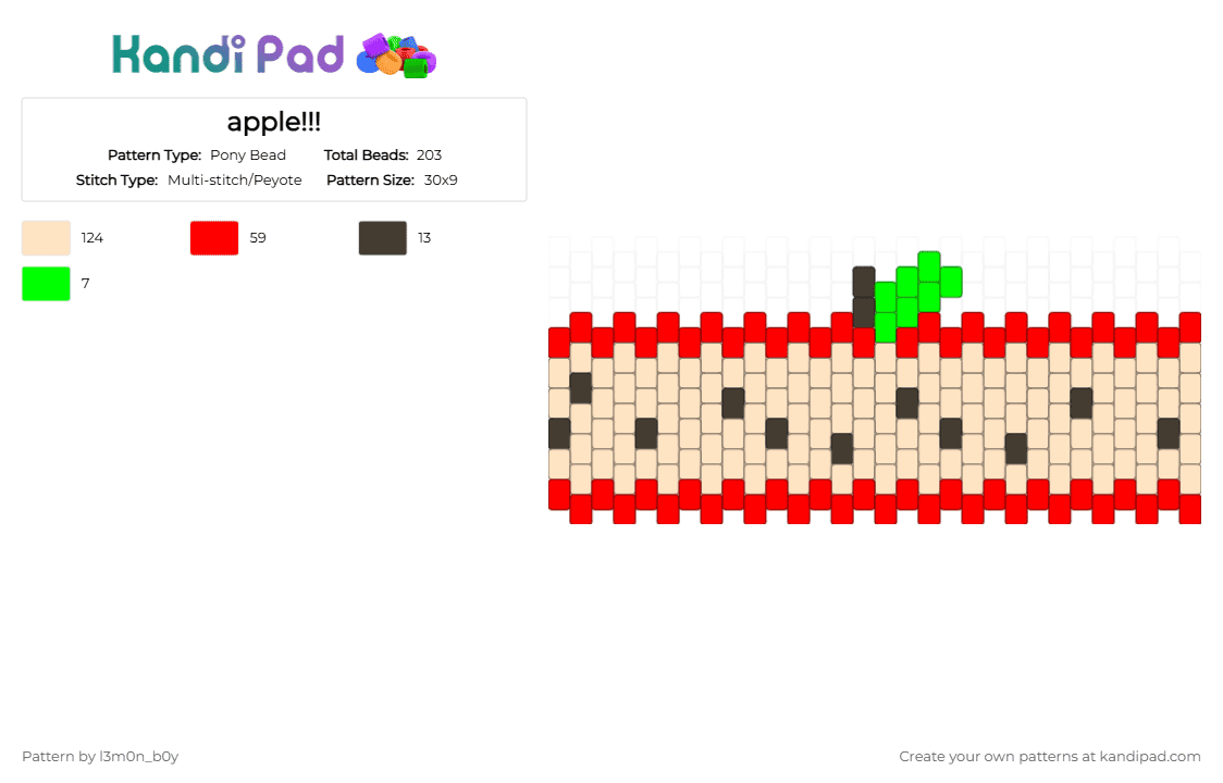 apple!!! - Pony Bead Pattern by l3m0n_b0y on Kandi Pad - red,beige