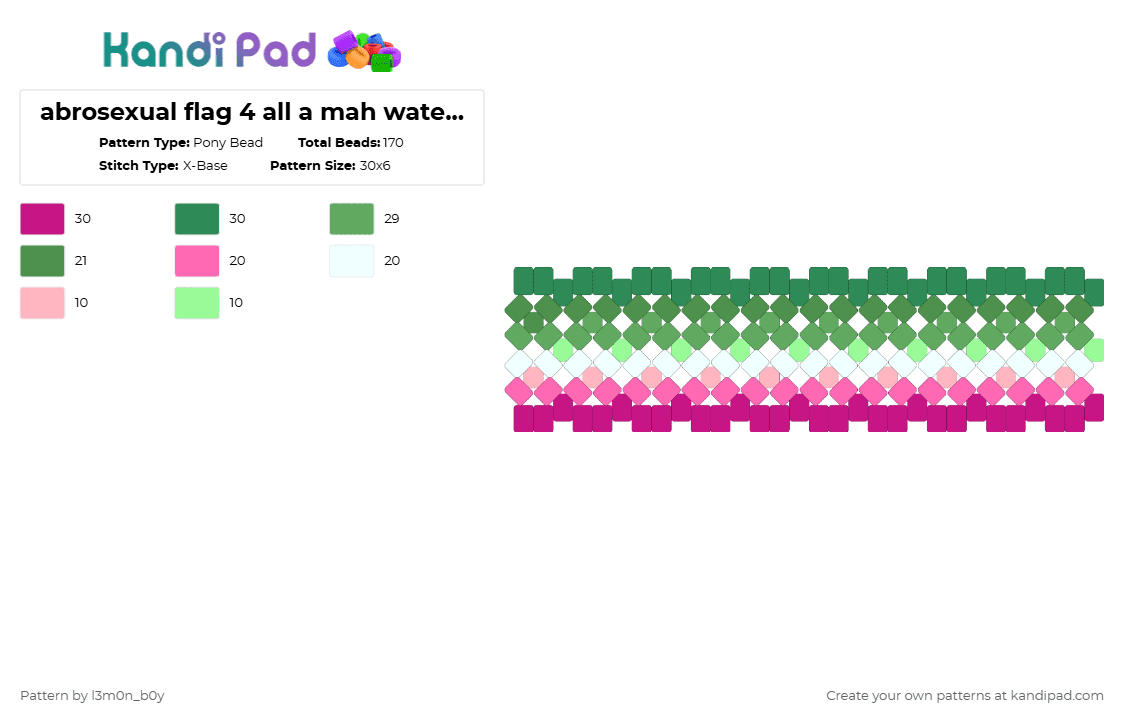 abrosexual flag 4 all a mah watermelon bros out there :3 - Pony Bead Pattern by l3m0n_b0y on Kandi Pad - pink,green