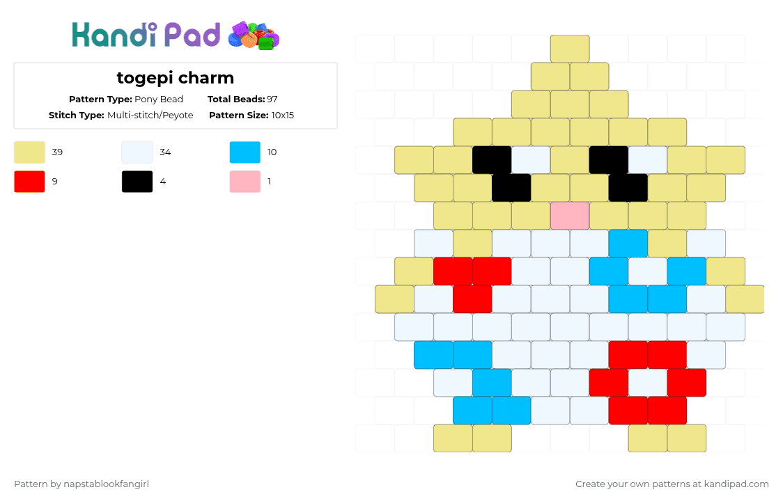 togepi charm - Pony Bead Pattern by napstablookfangirl on Kandi Pad - yellow,pokemon,games