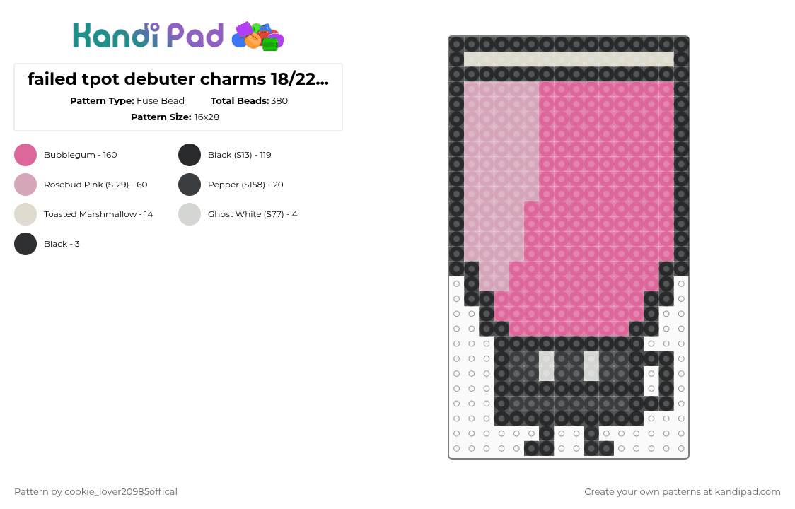 failed tpot debuter charms 18/22||| Shampoo - Fuse Bead Pattern by cookie_lover20985offical on Kandi Pad - pink,objectshows,osc,tpot