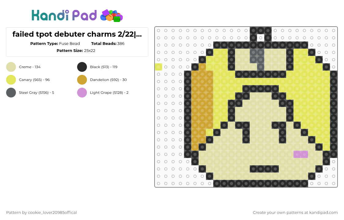 failed tpot debuter charms 2/22||| 9-Ball - Fuse Bead Pattern by cookie_lover20985offical on Kandi Pad - yellow,tpot,osc,objectshows