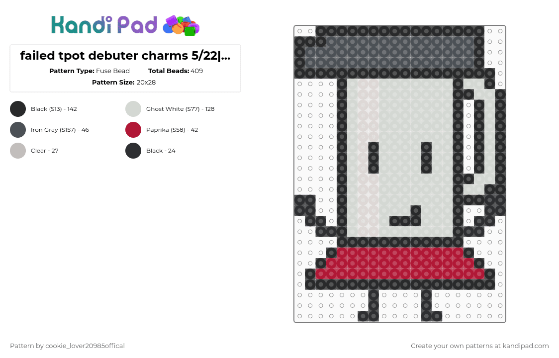 failed tpot debuter charms 5/22||| blender - Fuse Bead Pattern by cookie_lover20985offical on Kandi Pad - white,purple,red,tpot,osc