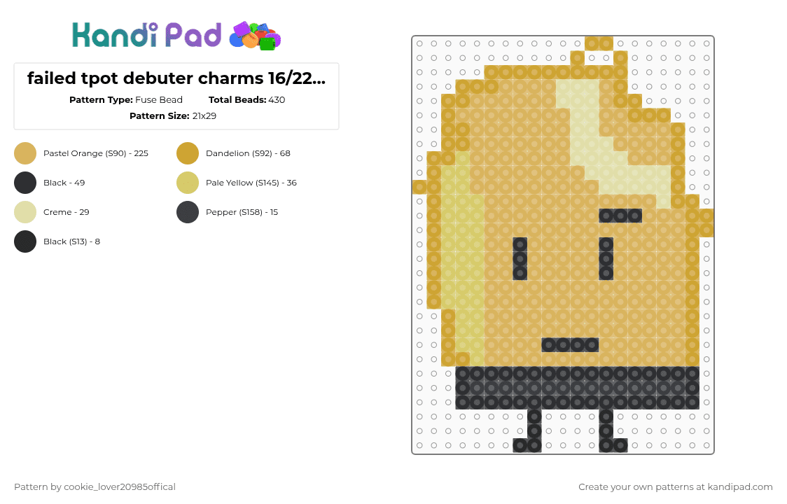 failed tpot debuter charms 16/22||| Salt lamp! - Fuse Bead Pattern by cookie_lover20985offical on Kandi Pad - orange,osc,objectshows,tpot