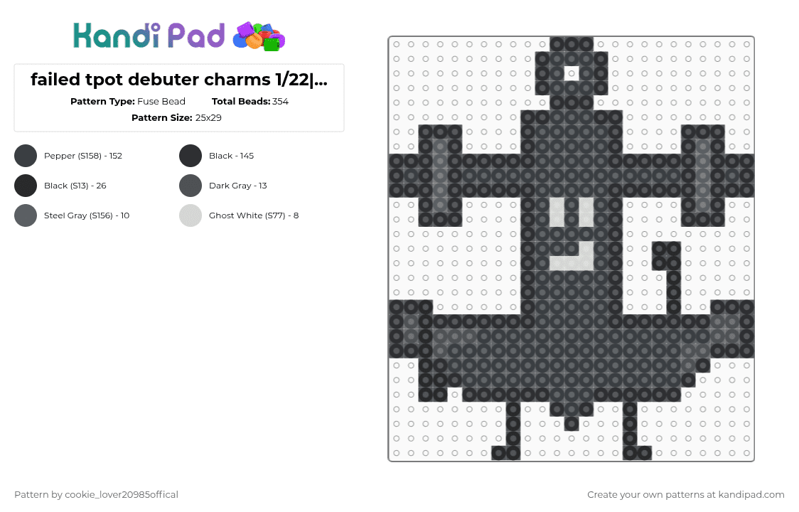 failed tpot debuter charms 1/22||| Anchor - Fuse Bead Pattern by cookie_lover20985offical on Kandi Pad - black,gray,osc,tpot,object shows