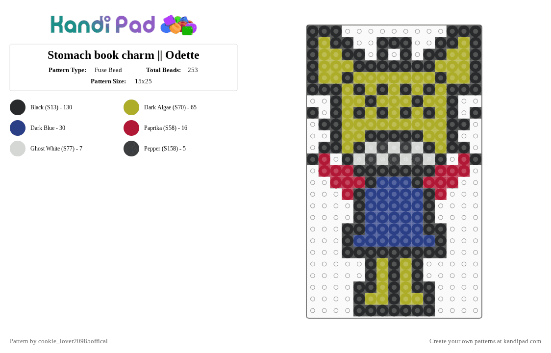 Stomach book charm || Odette - Fuse Bead Pattern by cookie_lover20985offical on Kandi Pad - black,green,stomachbook