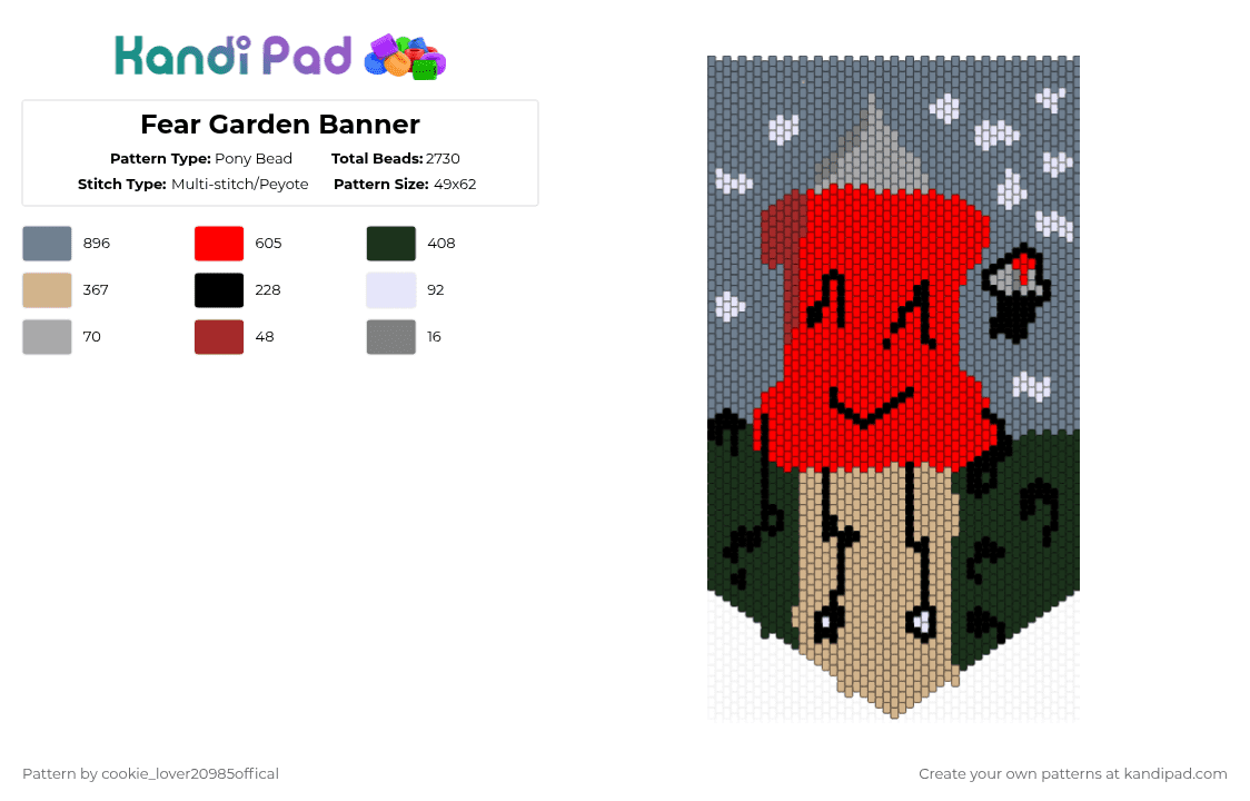Fear Garden Banner - Pony Bead Pattern by cookie_lover20985offical on Kandi Pad - gray,red,objectshows,feargardenidfb,feargarden